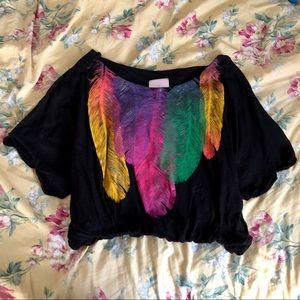 Romeo & Juliet Couture Feather Crop Top